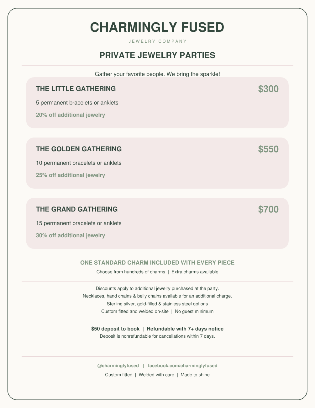 Current Charmingly Fused private party packages flyer